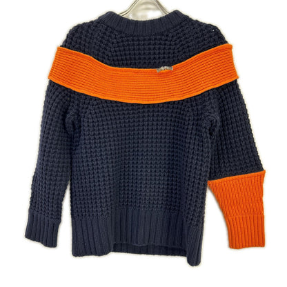 sacai サカイ 19年製 19-04591 ネイビー×オレンジ ジップアタッチメント 切り替え ニット トップス