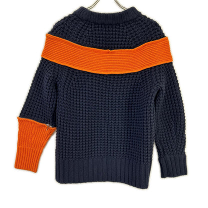 sacai サカイ 19年製 19-04591 ネイビー×オレンジ ジップアタッチメント 切り替え ニット トップス