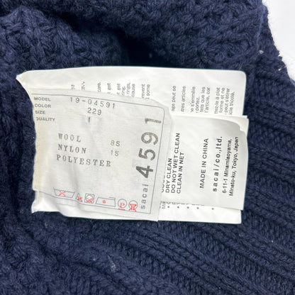 sacai サカイ 19年製 19-04591 ネイビー×オレンジ ジップアタッチメント 切り替え ニット トップス