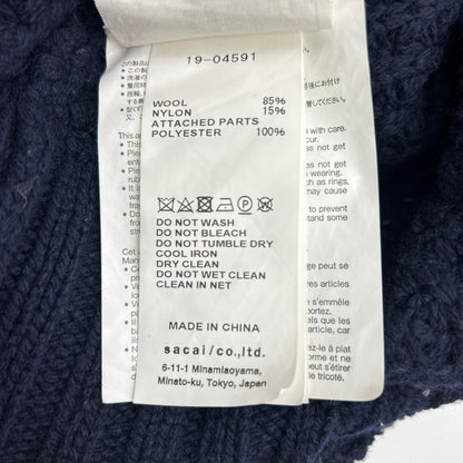 sacai サカイ 19年製 19-04591 ネイビー×オレンジ ジップアタッチメント 切り替え ニット トップス