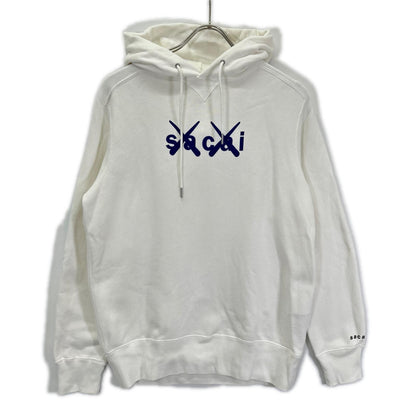 sacai 【×KAWS】2021 21-0286S White flock print hoodie Tops