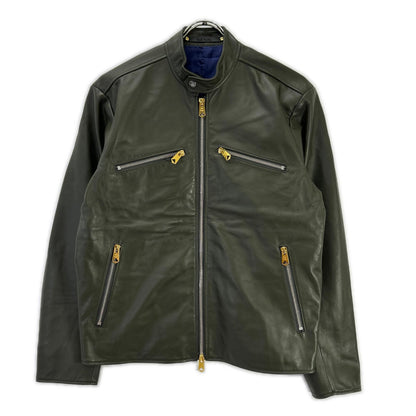 PaulSmith ポールスミス 143168 カーキグレー シープレザー ジップアップ シングルライダース ジャケット ジャケット