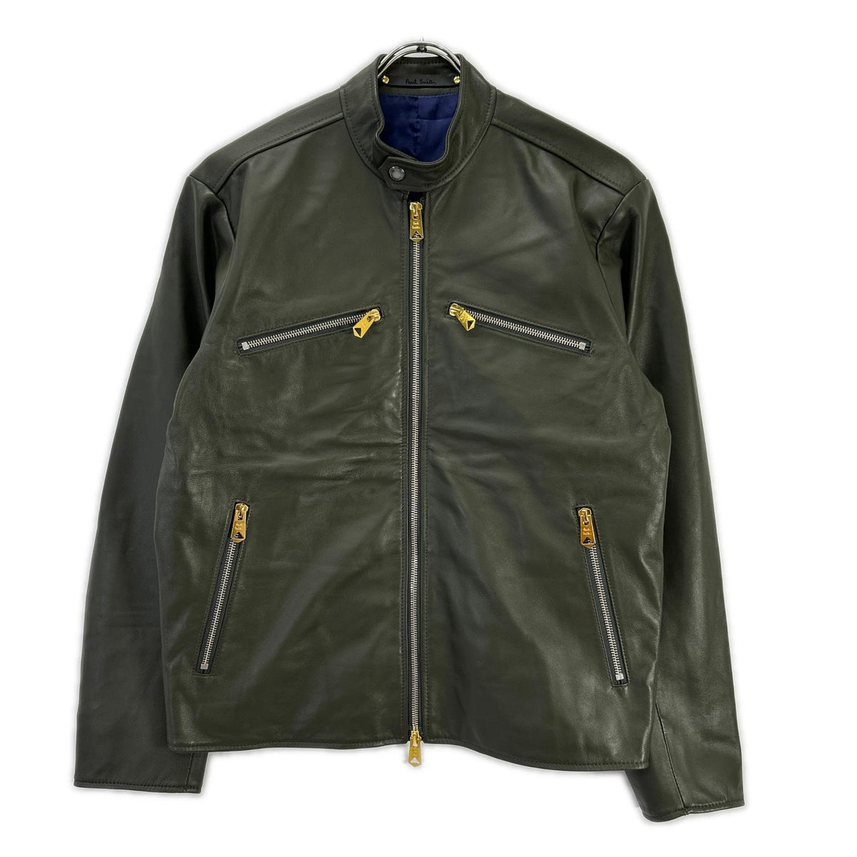 PaulSmith ポールスミス 143168 カーキグレー シープレザー ジップアップ シングルライダース ジャケット ジャケット