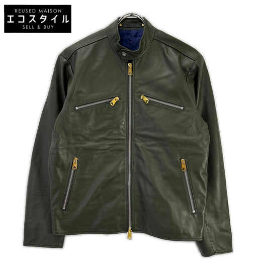 PaulSmith ポールスミス 143168 カーキグレー シープレザー ジップアップ シングルライダース ジャケット ジャケット