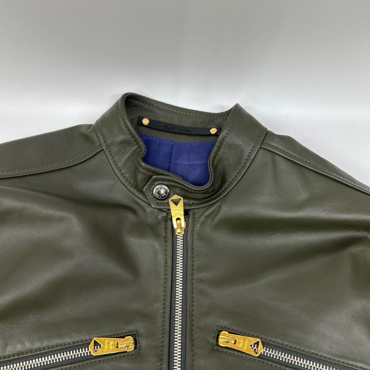 PaulSmith ポールスミス 143168 カーキグレー シープレザー ジップアップ シングルライダース ジャケット ジャケット