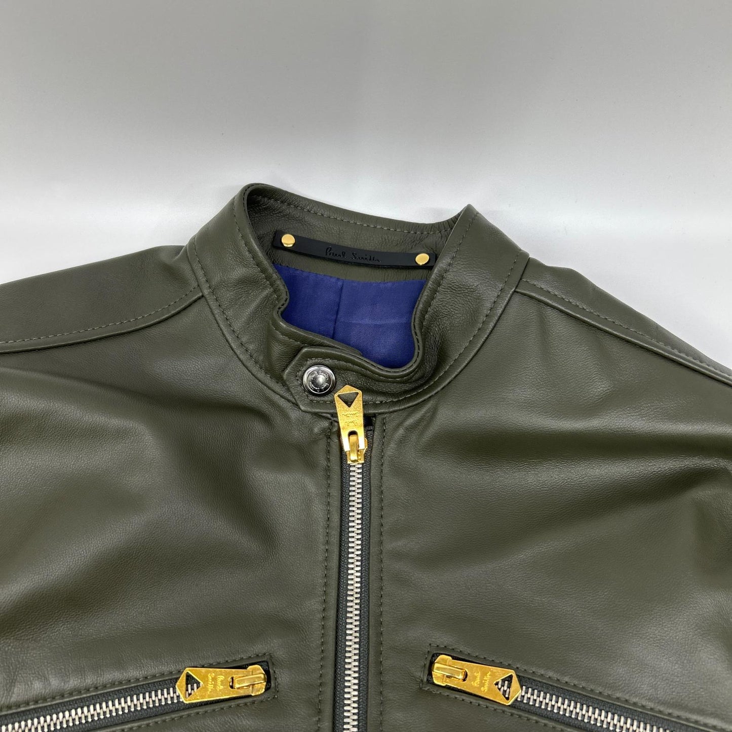 PaulSmith ポールスミス 143168 カーキグレー シープレザー ジップアップ シングルライダース ジャケット ジャケット