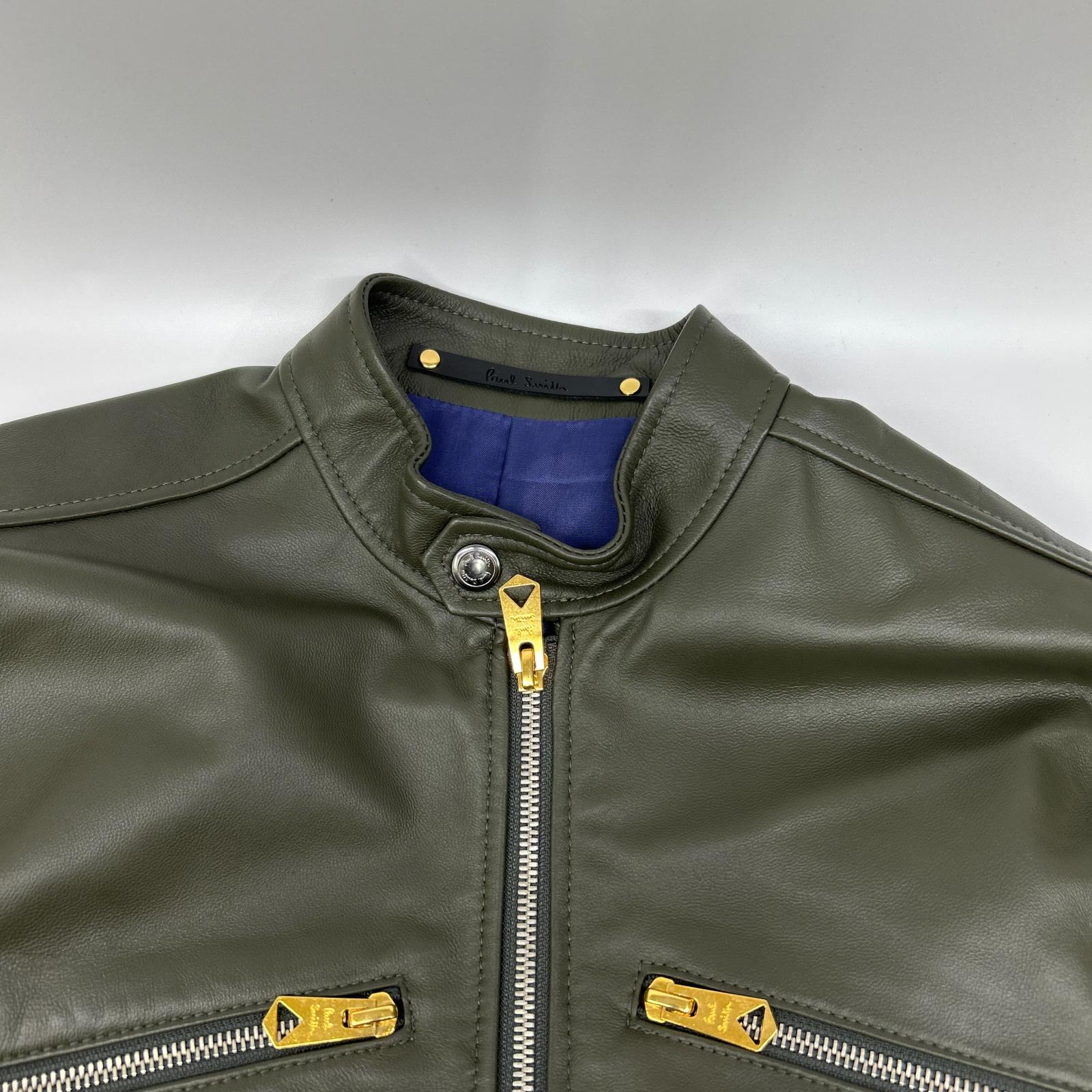 PaulSmith ポールスミス 143168 カーキグレー シープレザー ジップアップ シングルライダース ジャケット ジャケット