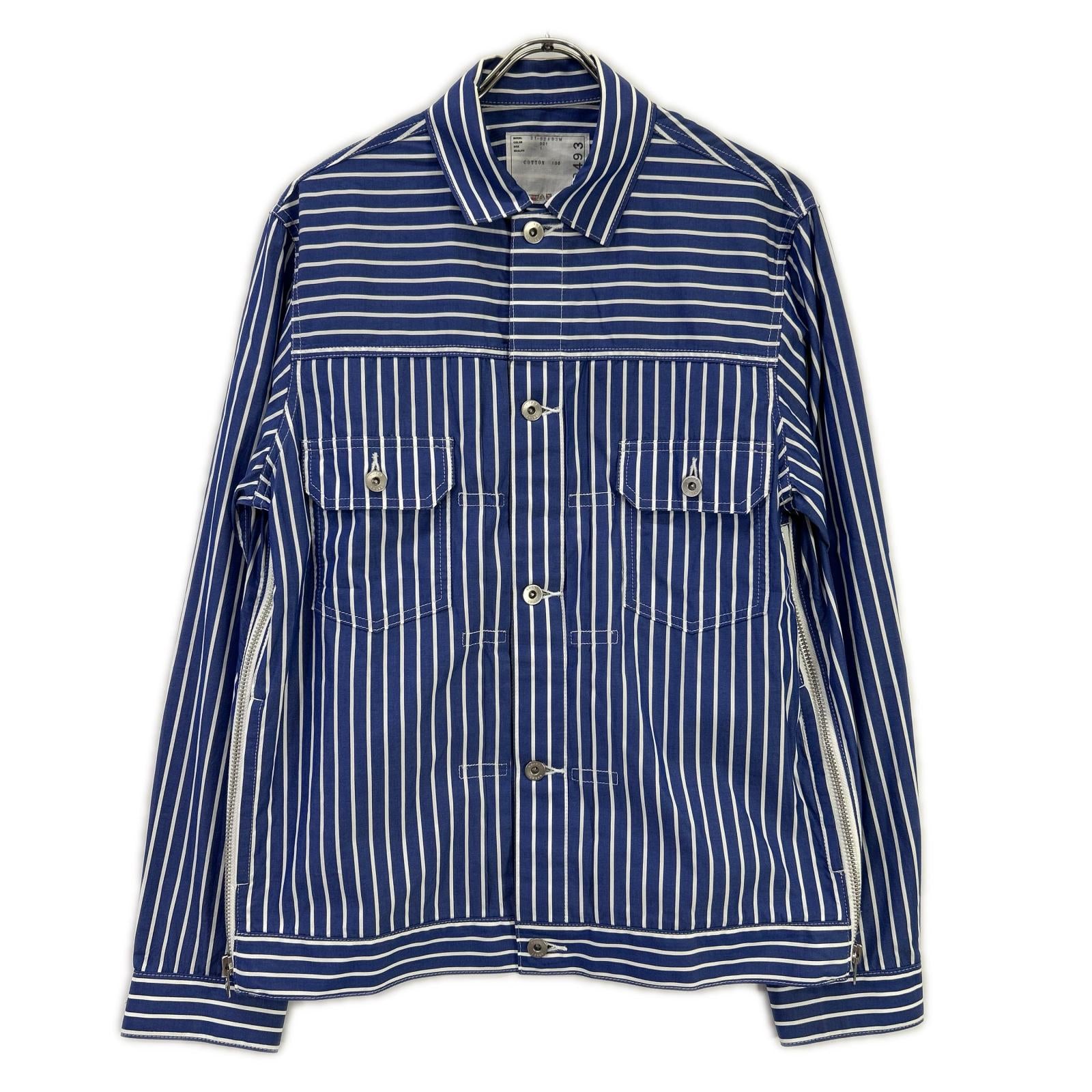 sacai サカイ 21年製 21-02493M ブルー×ホワイト ストライプ ロングスリーブ ボタンシャツ トップス