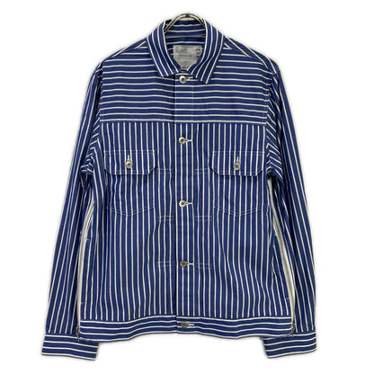 sacai サカイ 21年製 21-02493M ブルー×ホワイト ストライプ ロングスリーブ ボタンシャツ トップス