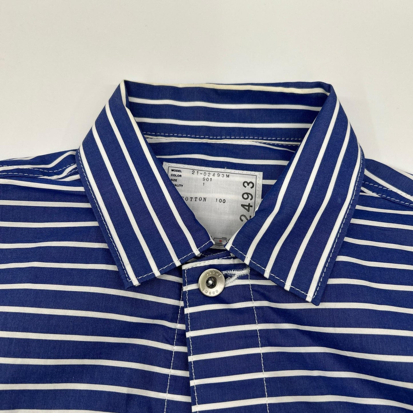 sacai サカイ 21年製 21-02493M ブルー×ホワイト ストライプ ロングスリーブ ボタンシャツ トップス