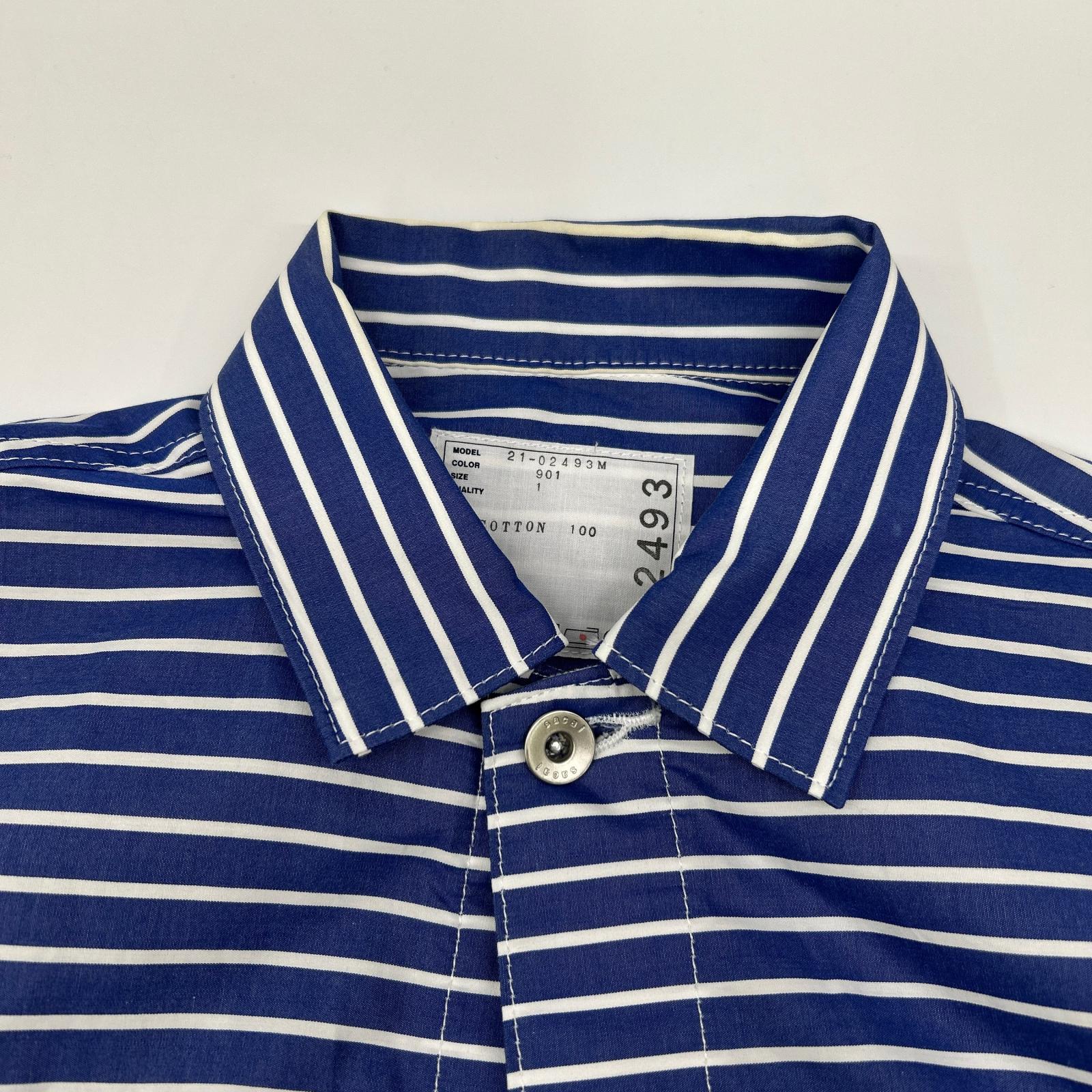sacai サカイ 21年製 21-02493M ブルー×ホワイト ストライプ ロングスリーブ ボタンシャツ トップス