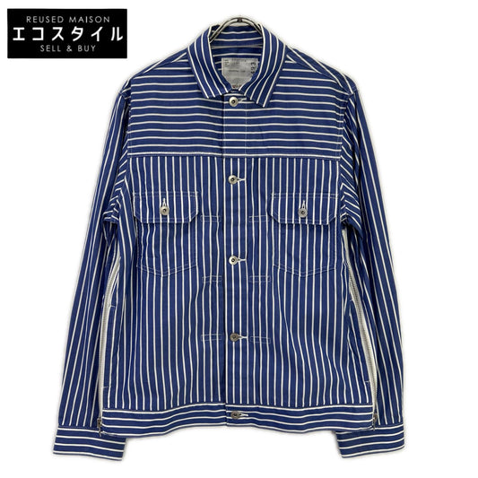 sacai サカイ 21年製 21-02493M ブルー×ホワイト ストライプ ロングスリーブ ボタンシャツ トップス