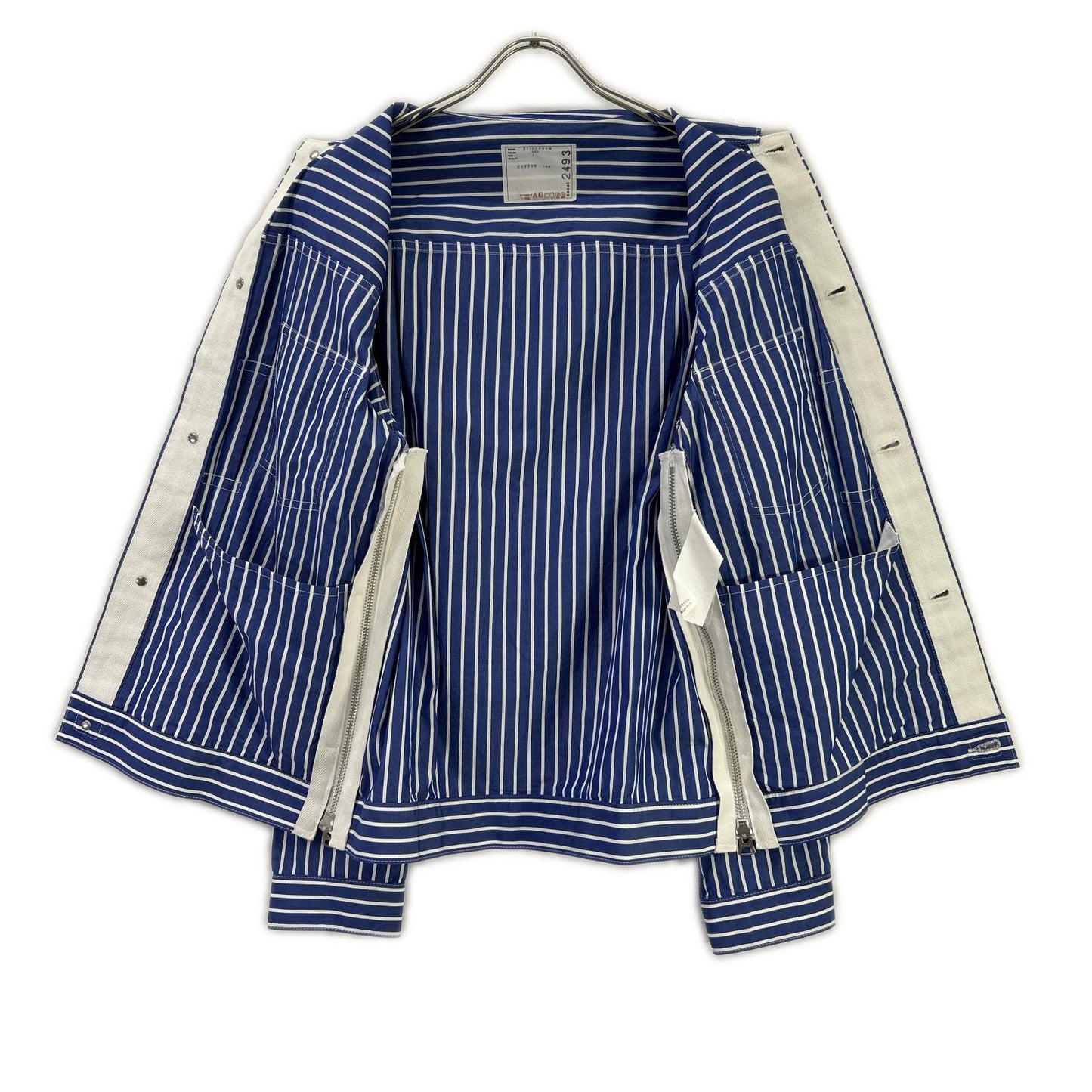 sacai サカイ 21年製 21-02493M ブルー×ホワイト ストライプ ロングスリーブ ボタンシャツ トップス