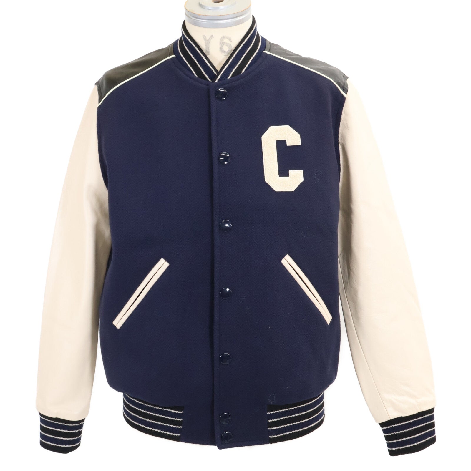 CELINE セリーヌ 【美品/国内正規】2V56D896C アームレザー切替 クラシックテディジャケット ジャケット