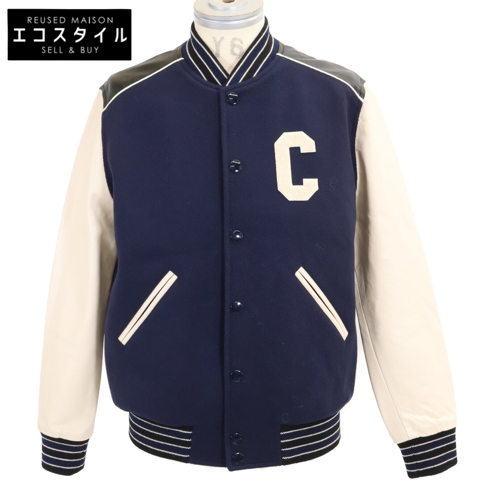 CELINE セリーヌ 【美品/国内正規】2V56D896C アームレザー切替 クラシックテディジャケット ジャケット