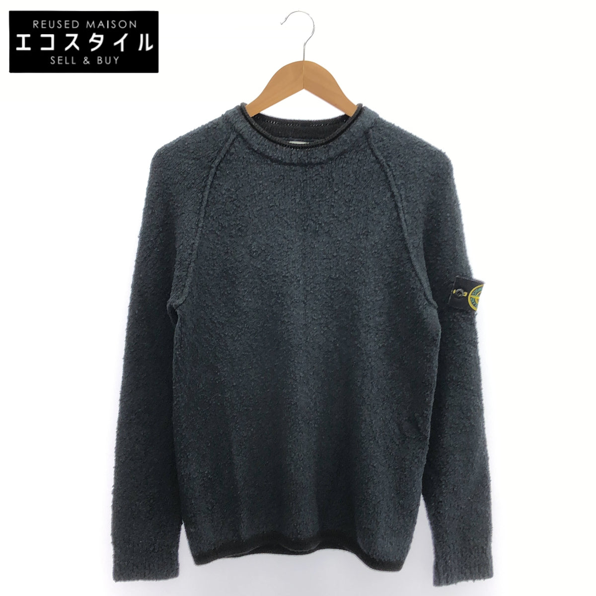 STONE ISLAND ストーンアイランド 19年製 7115570D2 ネイビー Teddy crewneck sweater テディ ロゴワッペン クルーネックスウェット トップス