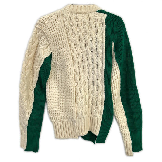 sacai サカイ 21年製 21-02778M アイボリー×グリーン Wool Knit Zip Up Blouson ウールニットZIP UPブルゾン トップス