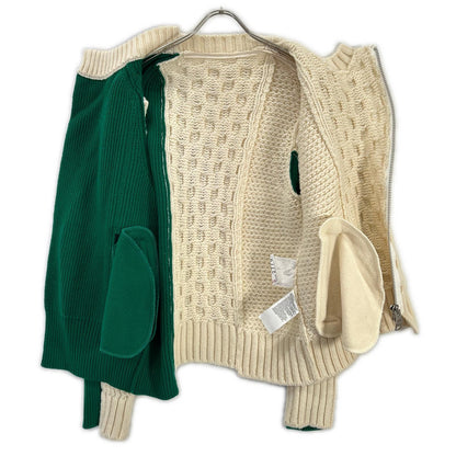 sacai サカイ 21年製 21-02778M アイボリー×グリーン Wool Knit Zip Up Blouson ウールニットZIP UPブルゾン トップス
