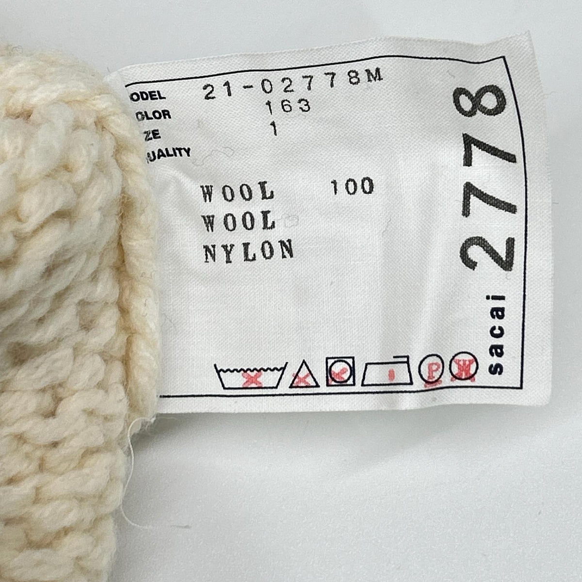 sacai サカイ 21年製 21-02778M アイボリー×グリーン Wool Knit Zip Up Blouson ウールニットZIP UPブルゾン トップス