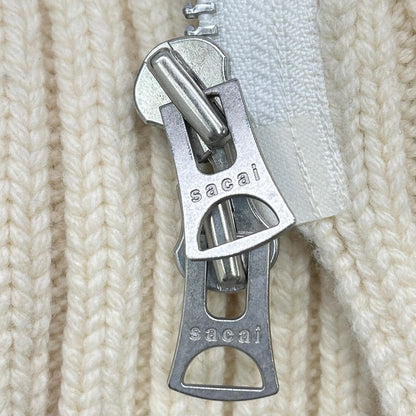 sacai サカイ 21年製 21-02778M アイボリー×グリーン Wool Knit Zip Up Blouson ウールニットZIP UPブルゾン トップス