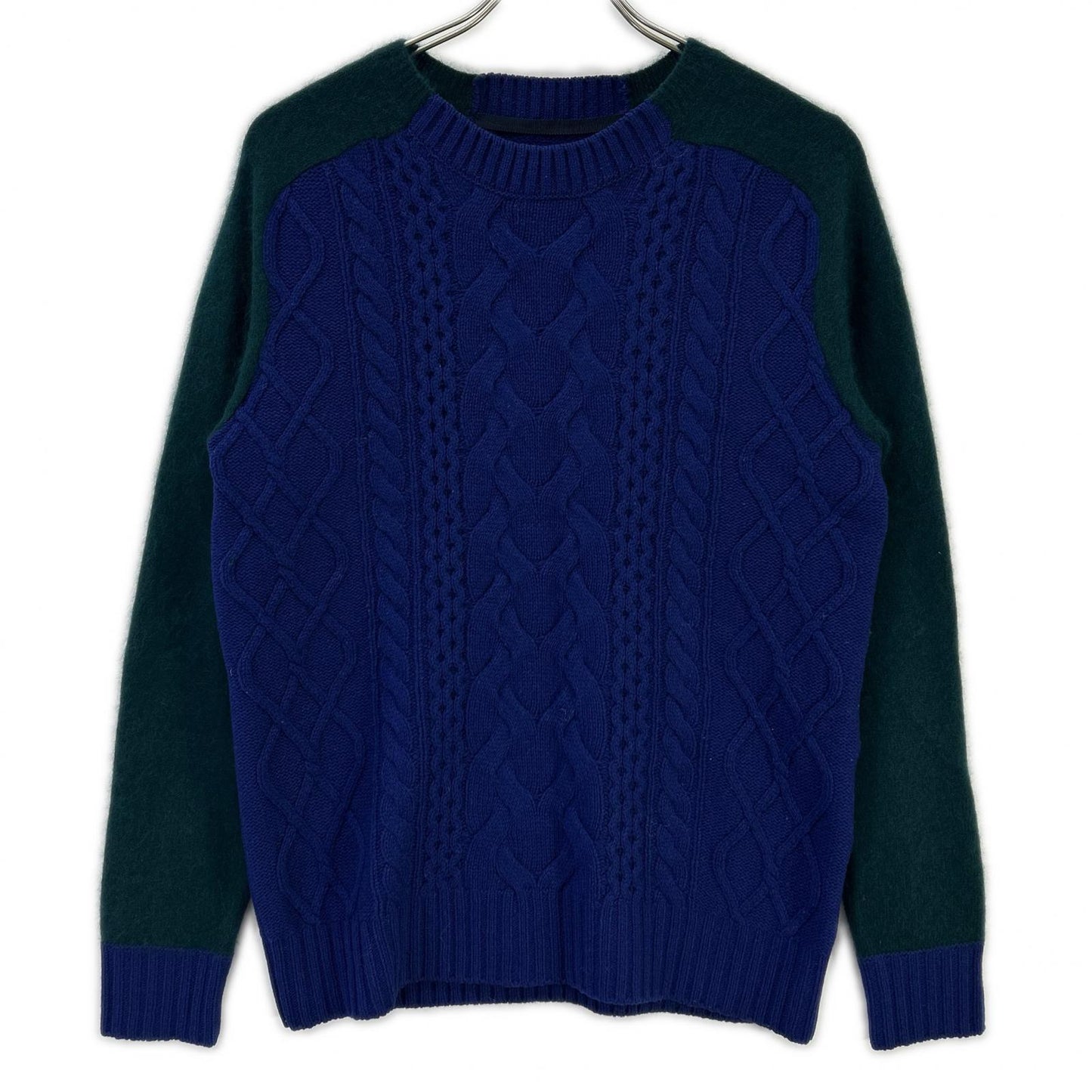 sacai サカイ 14-00668M パープル×グリーン クルーネック 切り替えニット トップス