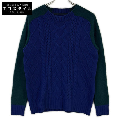 sacai サカイ 14-00668M パープル×グリーン クルーネック 切り替えニット トップス