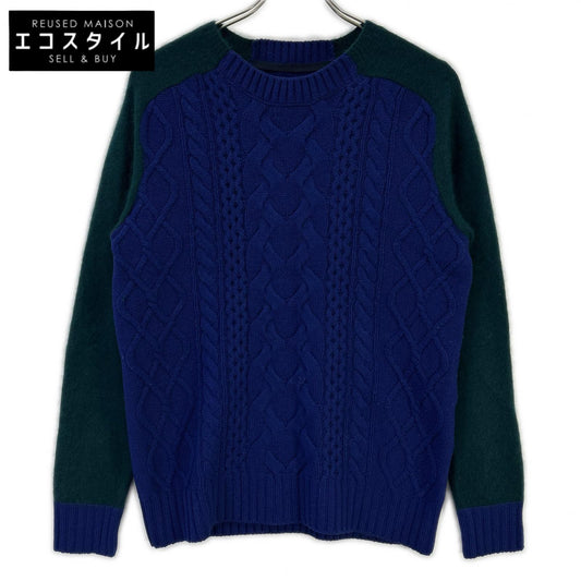 sacai サカイ 14-00668M パープル×グリーン クルーネック 切り替えニット トップス