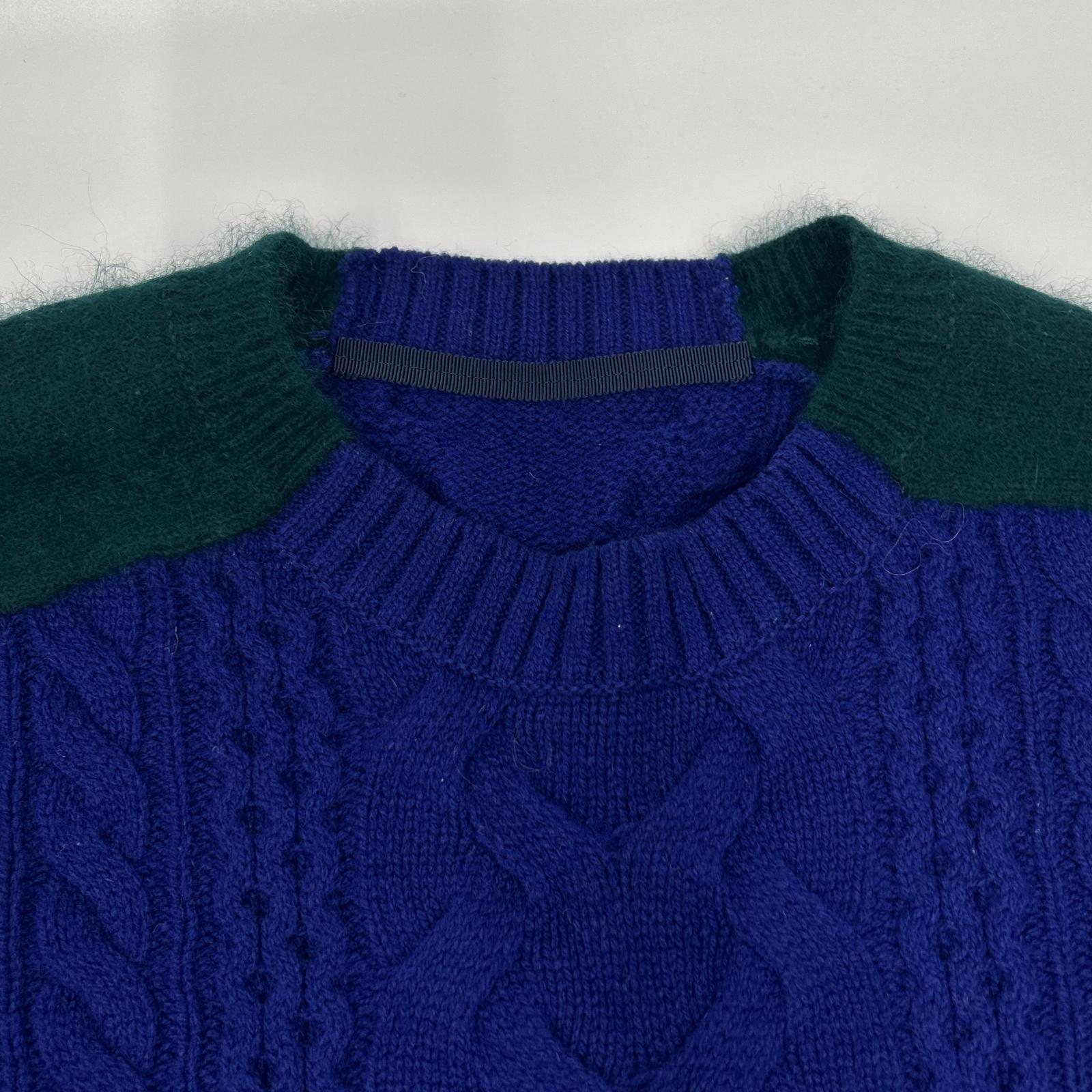 sacai サカイ 14-00668M パープル×グリーン クルーネック 切り替えニット トップス