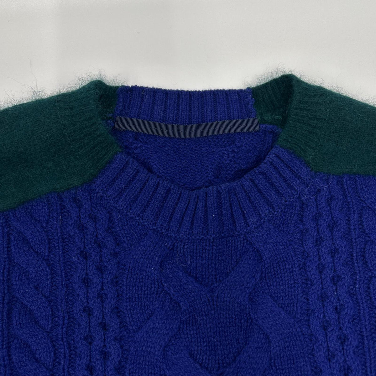 sacai サカイ 14-00668M パープル×グリーン クルーネック 切り替えニット トップス