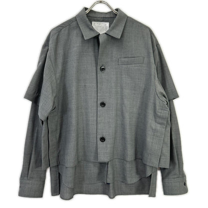 sacai サカイ 22年製 22-02807M グレー Suiting Layered Shirt/スーツレイヤードシャツ トップス