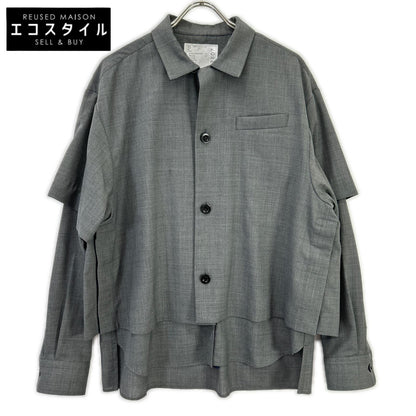 sacai サカイ 22年製 22-02807M グレー Suiting Layered Shirt/スーツレイヤードシャツ トップス