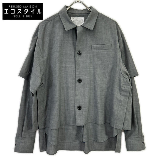 sacai サカイ 22年製 22-02807M グレー Suiting Layered Shirt/スーツレイヤードシャツ トップス
