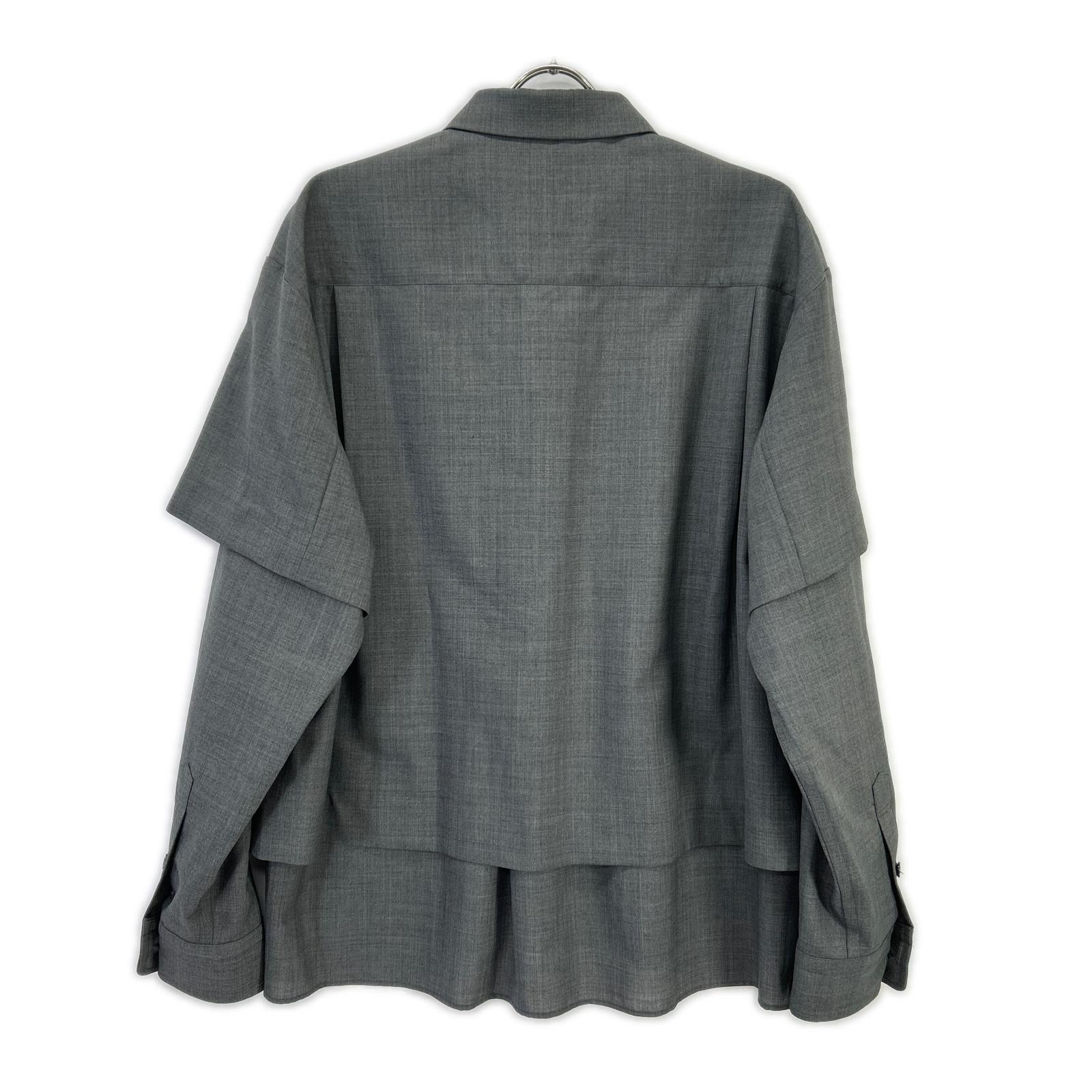 sacai サカイ 22年製 22-02807M グレー Suiting Layered Shirt/スーツレイヤードシャツ トップス