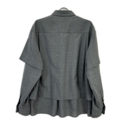 sacai サカイ 22年製 22-02807M グレー Suiting Layered Shirt/スーツレイヤードシャツ トップス