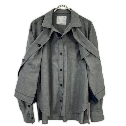 sacai サカイ 22年製 22-02807M グレー Suiting Layered Shirt/スーツレイヤードシャツ トップス