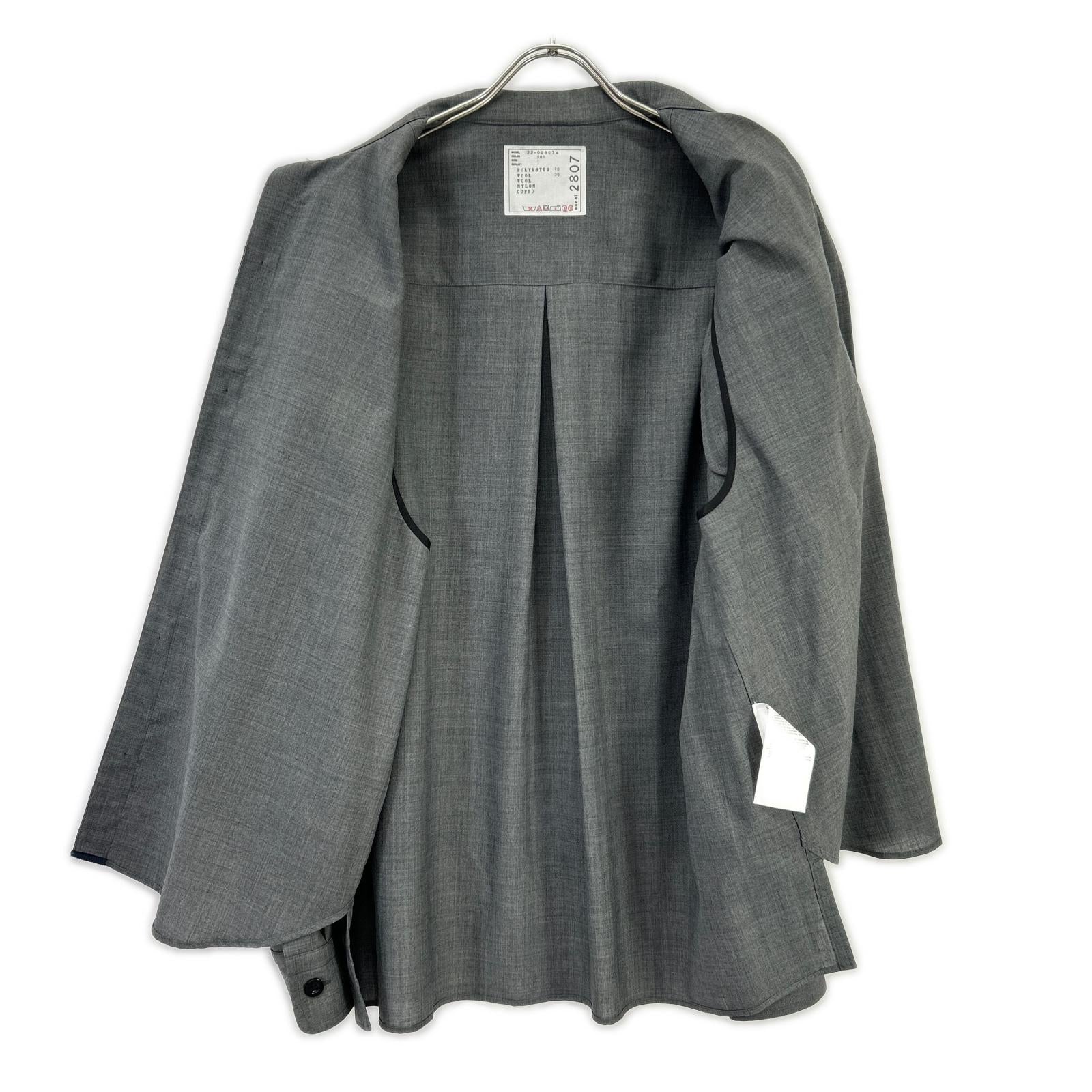 sacai サカイ 22年製 22-02807M グレー Suiting Layered Shirt/スーツレイヤードシャツ トップス