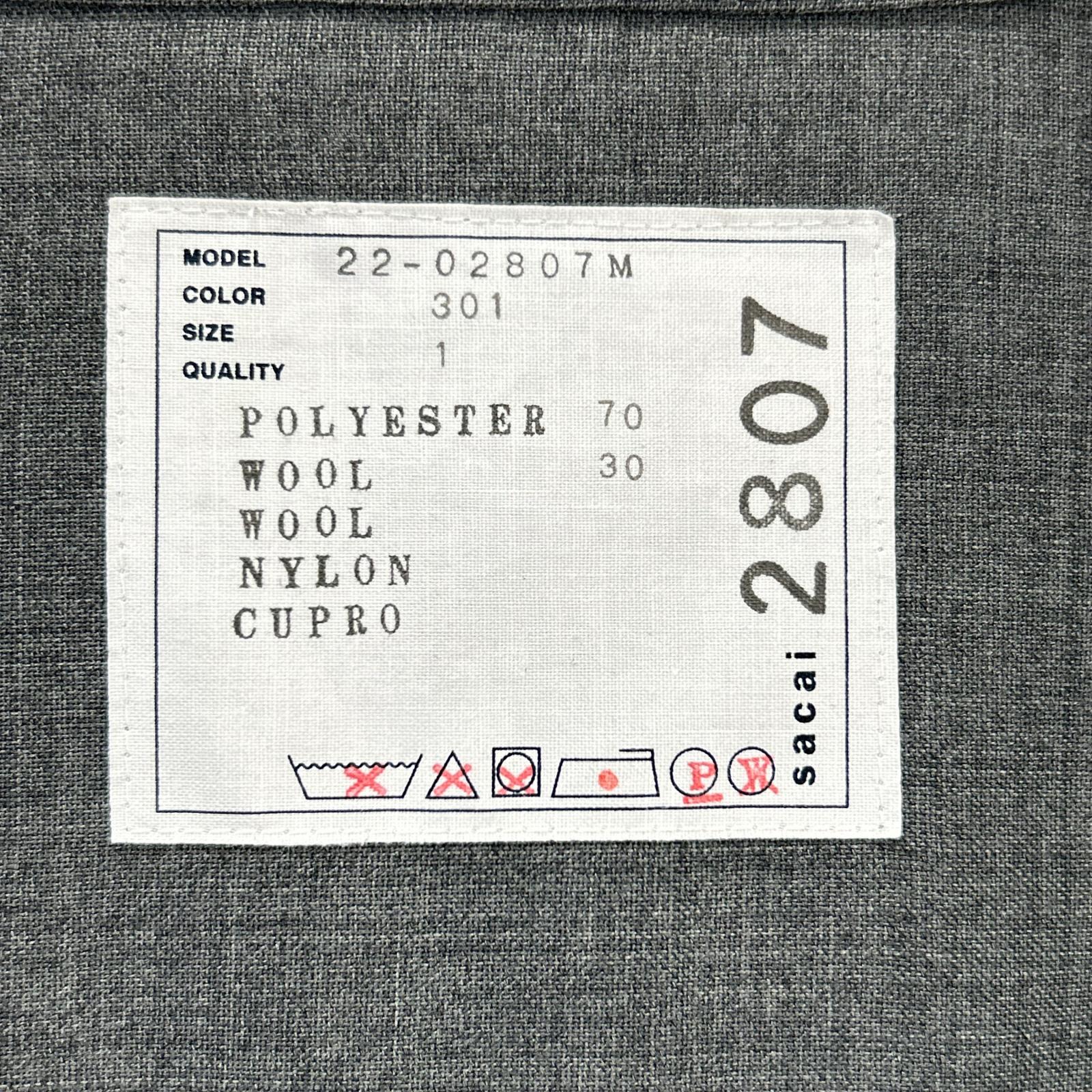 sacai サカイ 22年製 22-02807M グレー Suiting Layered Shirt/スーツレイヤードシャツ トップス