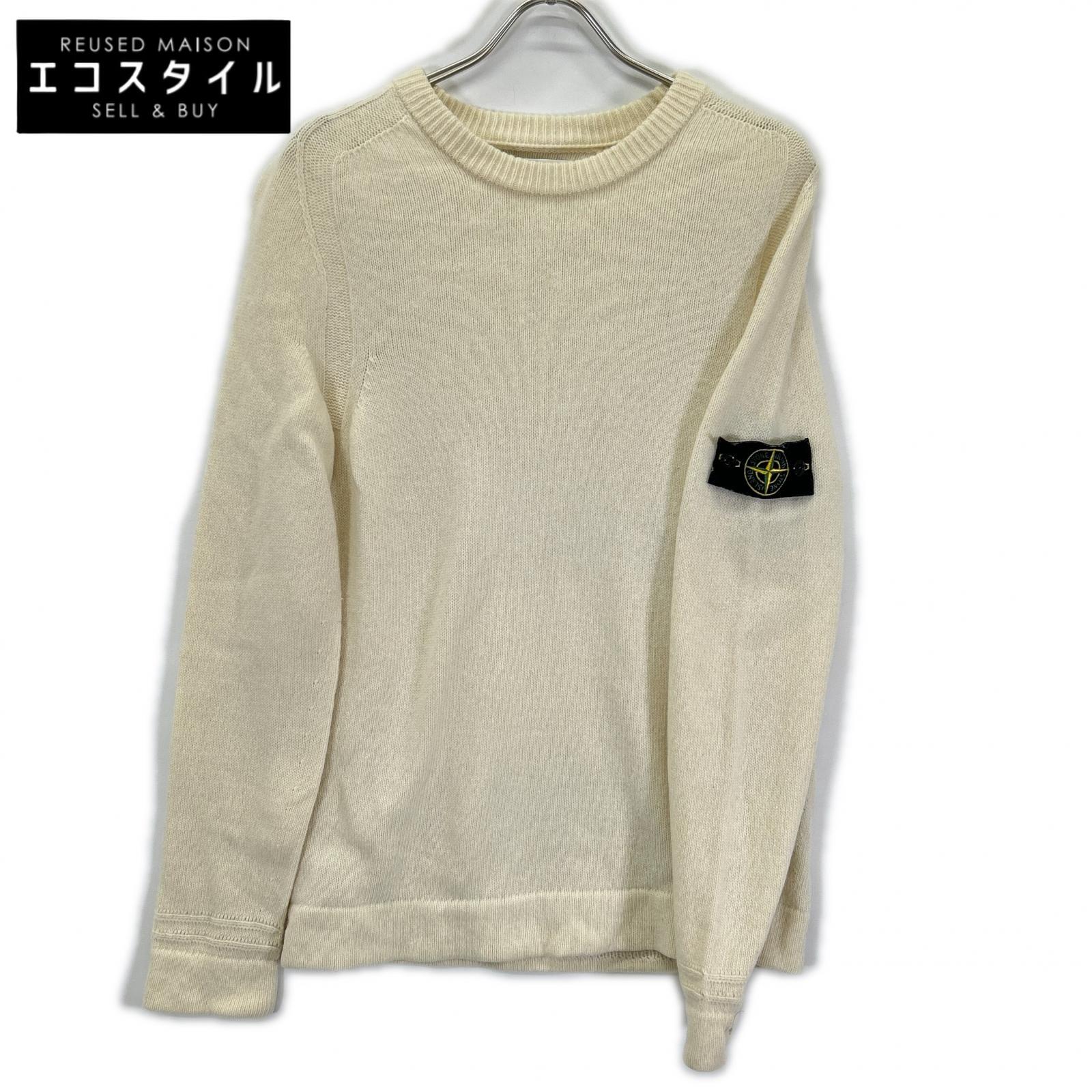 STONE ISLAND ストーンアイランド 18AW 6915540A3 アイボリー ウール クルーネック ロングスリーブ ニット トップス