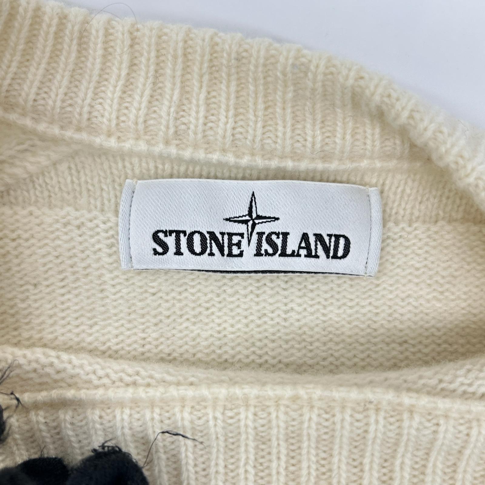 STONE ISLAND ストーンアイランド 18AW 6915540A3 アイボリー ウール クルーネック ロングスリーブ ニット トップス