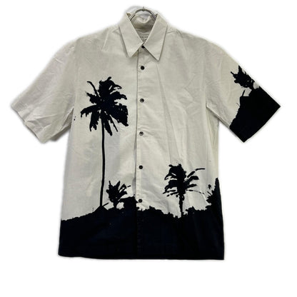 DRIES VAN NOTEN ドリスヴァンノッテン 【×Len Lye】ホワイト×ブラック パームツリー ショートスリーブボタンシャツ トップス