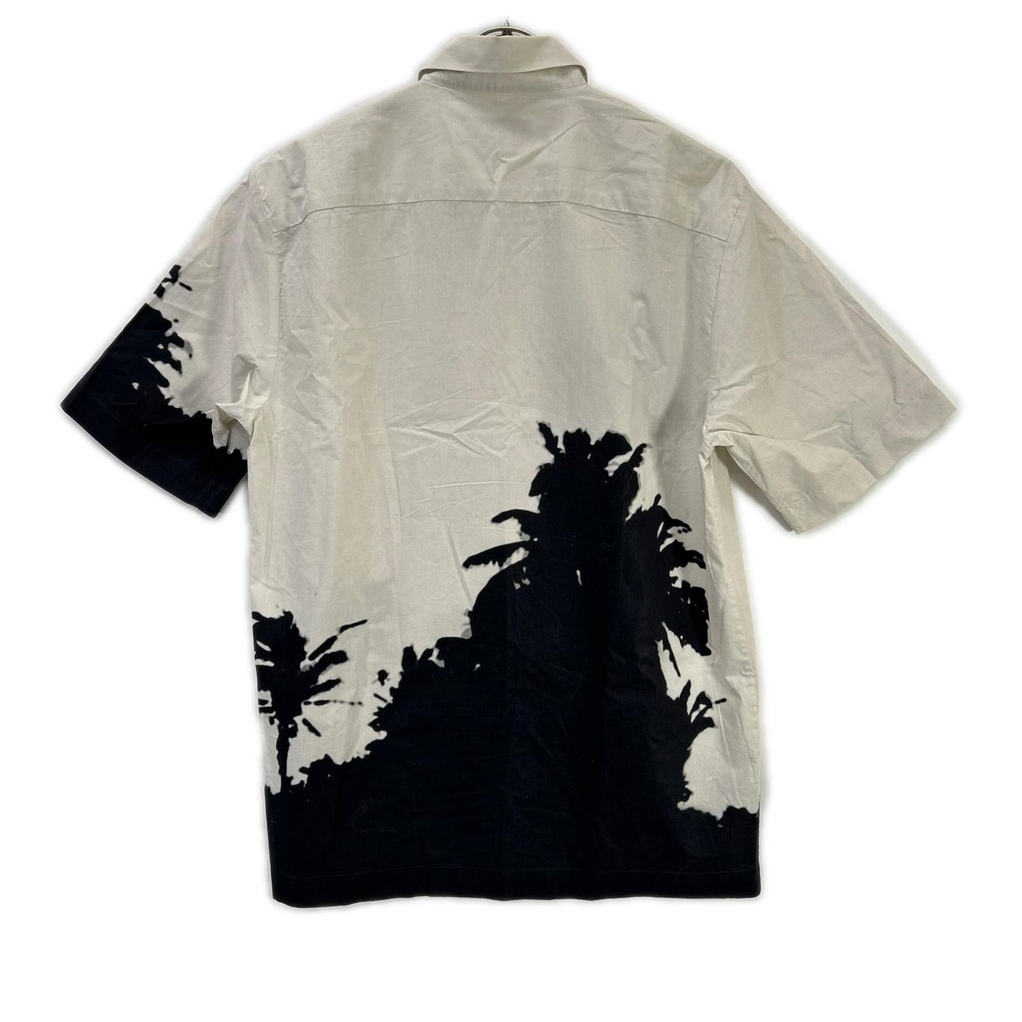 DRIES VAN NOTEN ドリスヴァンノッテン 【×Len Lye】ホワイト×ブラック パームツリー ショートスリーブボタンシャツ トップス