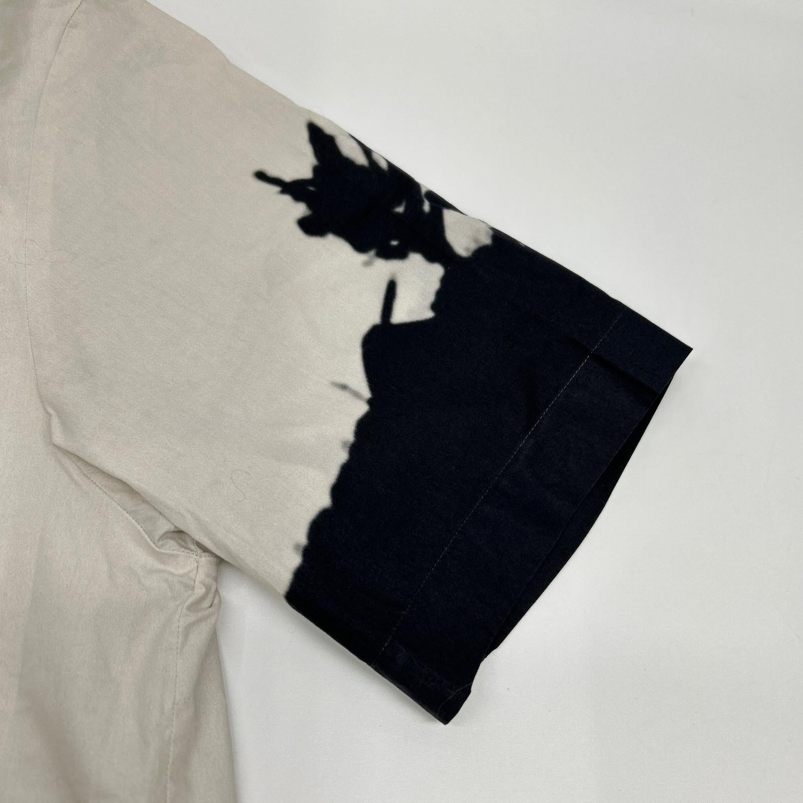 DRIES VAN NOTEN ドリスヴァンノッテン 【×Len Lye】ホワイト×ブラック パームツリー ショートスリーブボタンシャツ トップス