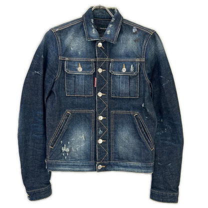 DSQUARED2 ディースクエアード S71AM0500 インディゴ ダメージ加工 デニムジャケット ジャケット