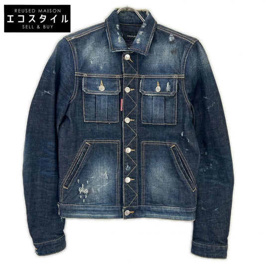 DSQUARED2 ディースクエアード S71AM0500 インディゴ ダメージ加工 デニムジャケット ジャケット