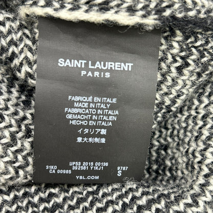SAINT LAURENT PARIS サンローランパリ 15FW 392581 Y1KJ1 ブラック×ホワイト 幾何学模様 エディ期 クルーネック ニット トップス