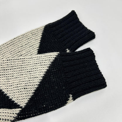SAINT LAURENT PARIS サンローランパリ 15FW 392581 Y1KJ1 ブラック×ホワイト 幾何学模様 エディ期 クルーネック ニット トップス