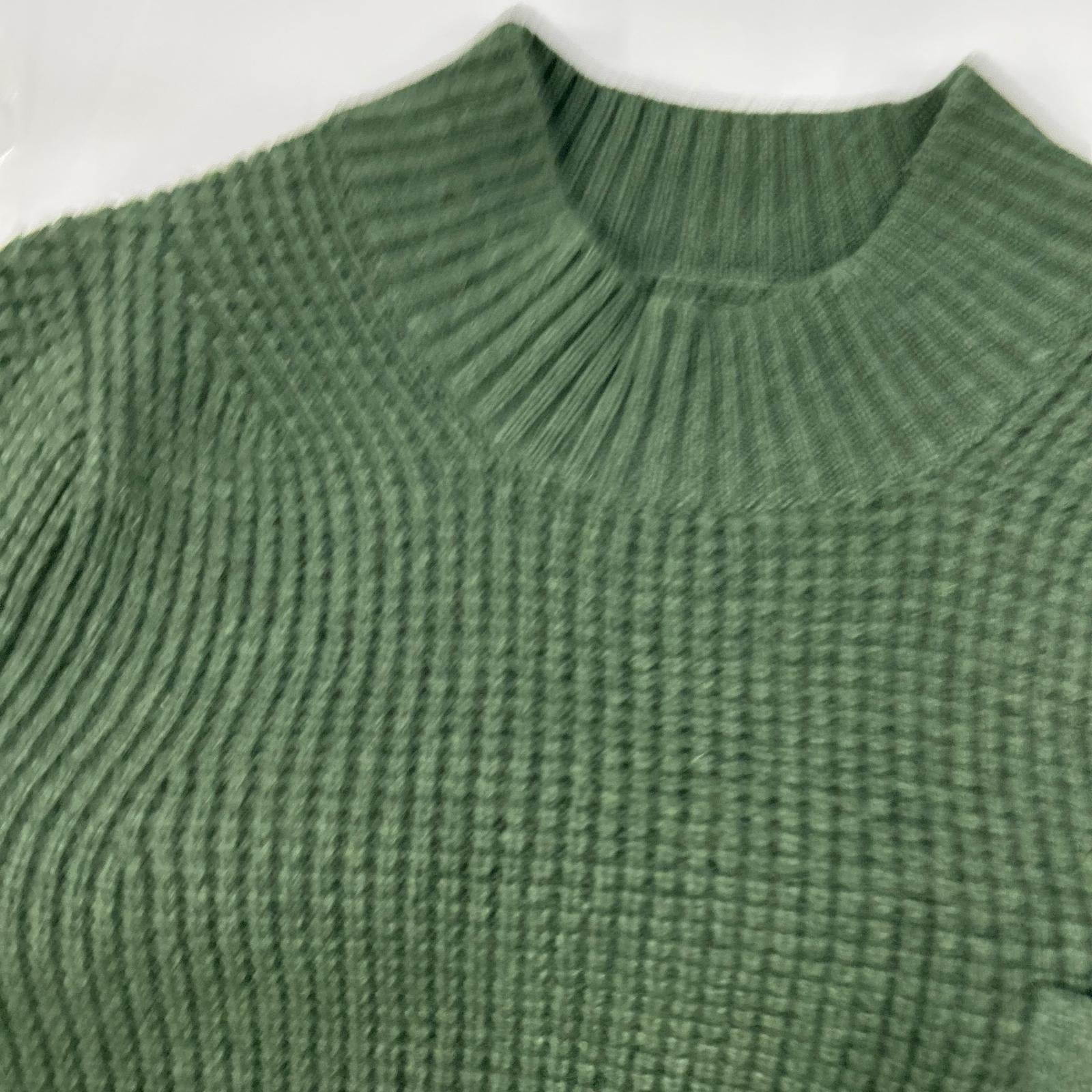 sacai サカイ 18年製 18-01777M カーキ ワッフル×ナイロン ドッキング ニット トップス