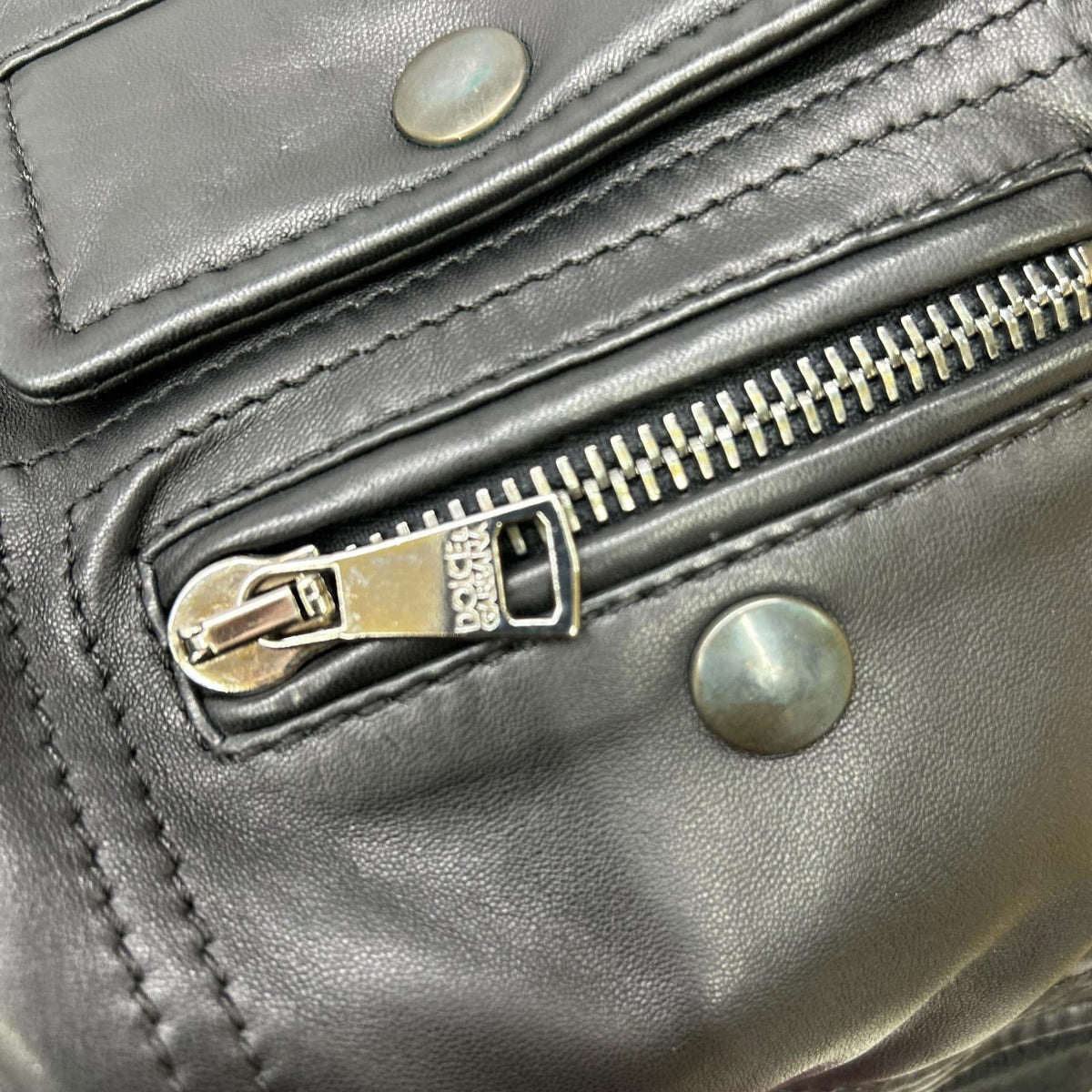 DOLCE&GABBANA ドルチェアンドガッバーナ G9500L ブラック レザー リブニット ジップアップジャケット ジャケット