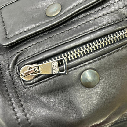 DOLCE&GABBANA ドルチェアンドガッバーナ G9500L ブラック レザー リブニット ジップアップジャケット ジャケット