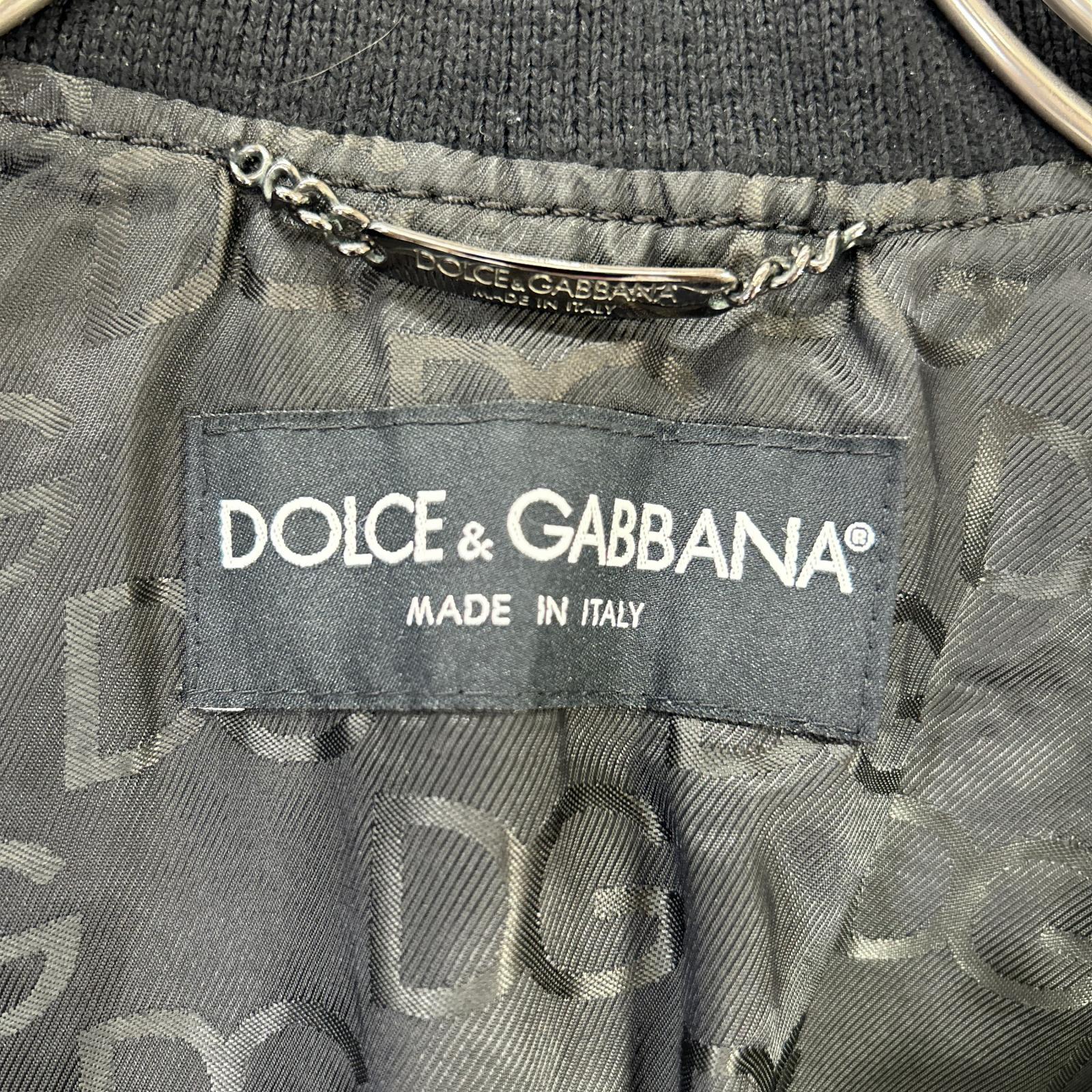 DOLCE&GABBANA ドルチェアンドガッバーナ G9500L ブラック レザー リブニット ジップアップジャケット ジャケット